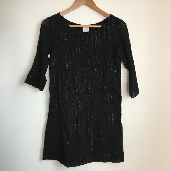 Anthropologie metallic striped‎ shift dress tunic - Picture 1 of 4